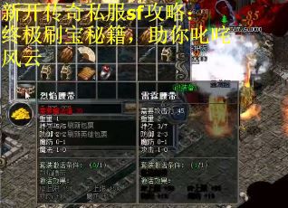 新开传奇私服sf攻略:终极刷宝秘籍,助你叱咤风云 新开传奇私服sf攻略:终极刷宝秘籍,助你叱咤风云